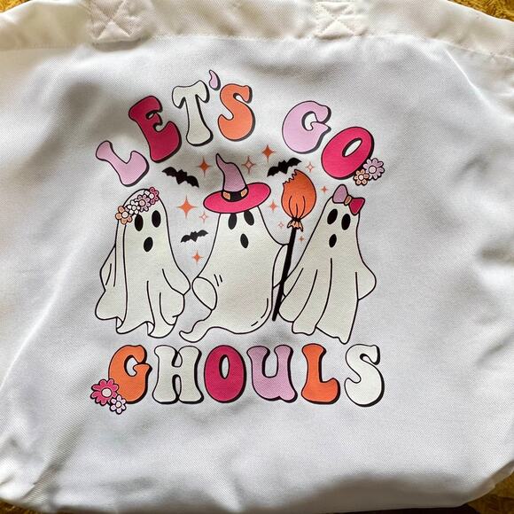 Let's Go Ghouls Ghost Halloween Tote Bag, Reusable Bag, Book Bag, Funny Tote Bag - Picture 2 of 2